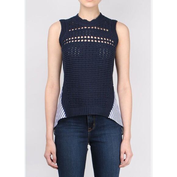 Veronica Beard Blue White Par Combo Sleeveless Sweater Size XS South Beach - Picture 1 of 10